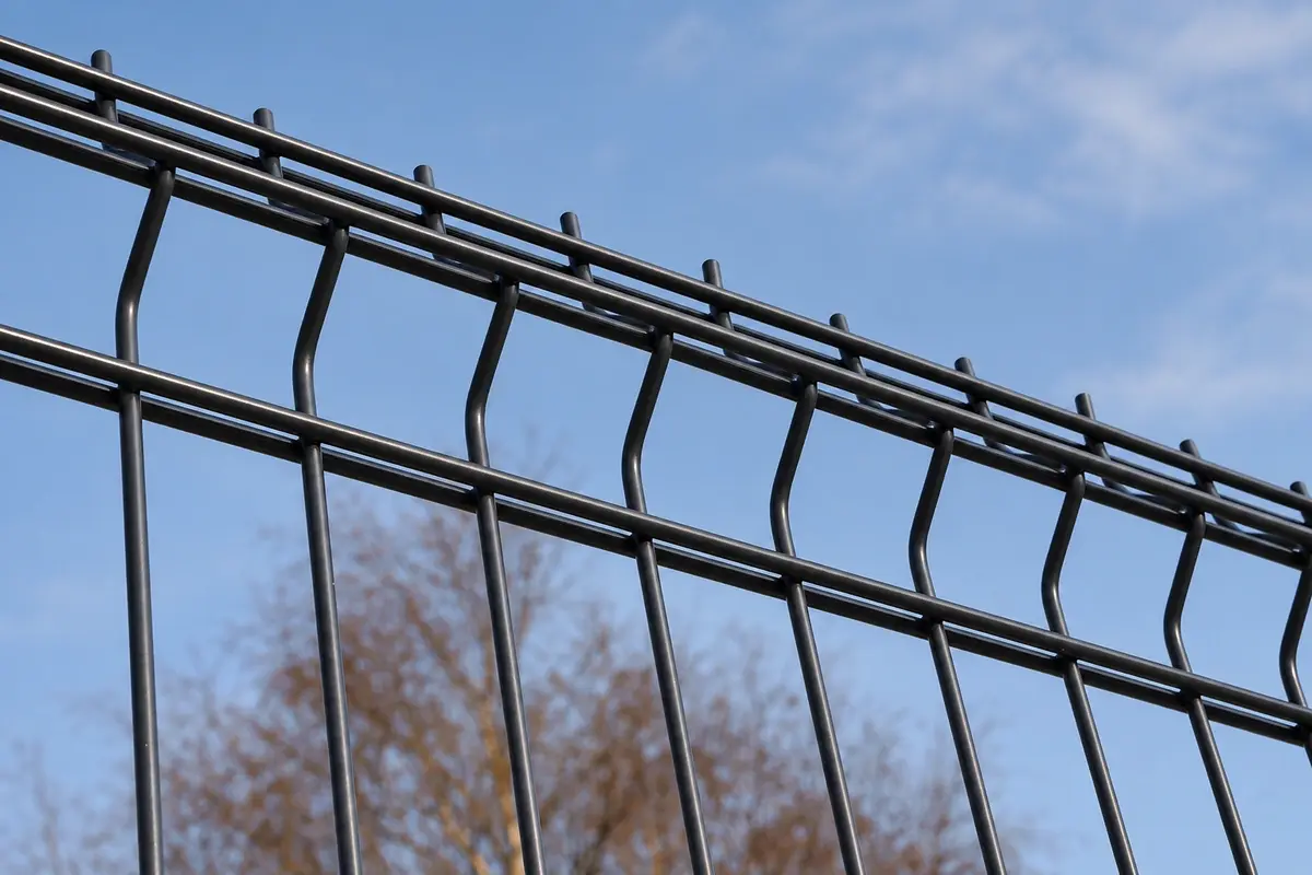 Welded wire intersections on a profiled mesh fence panel