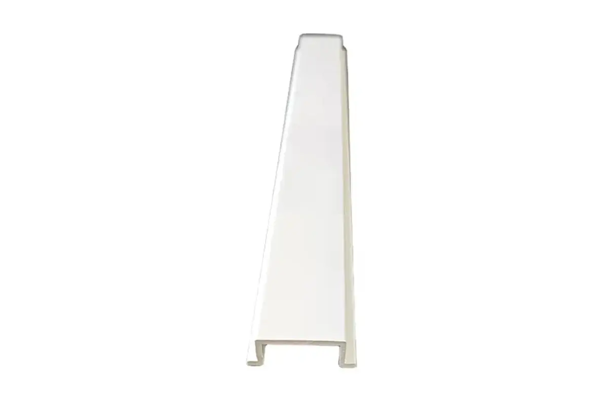 White vinyl fence U-channel profile shown against a plain background