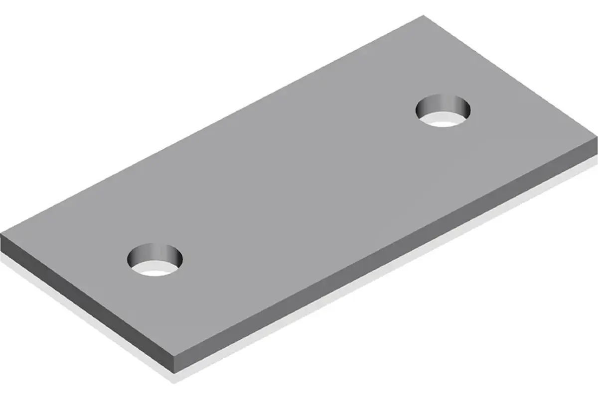Rectangular steel base plate with two fixing holes