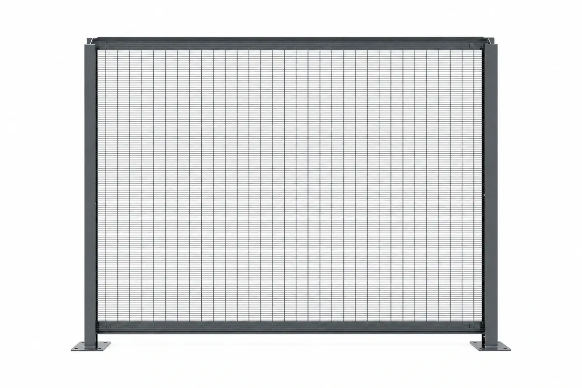 Freestanding welded security mesh fence panel with two posts