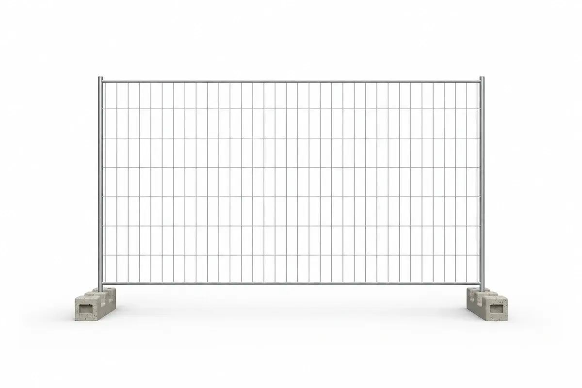Bare temporary welded mesh fence panel with freestanding feet