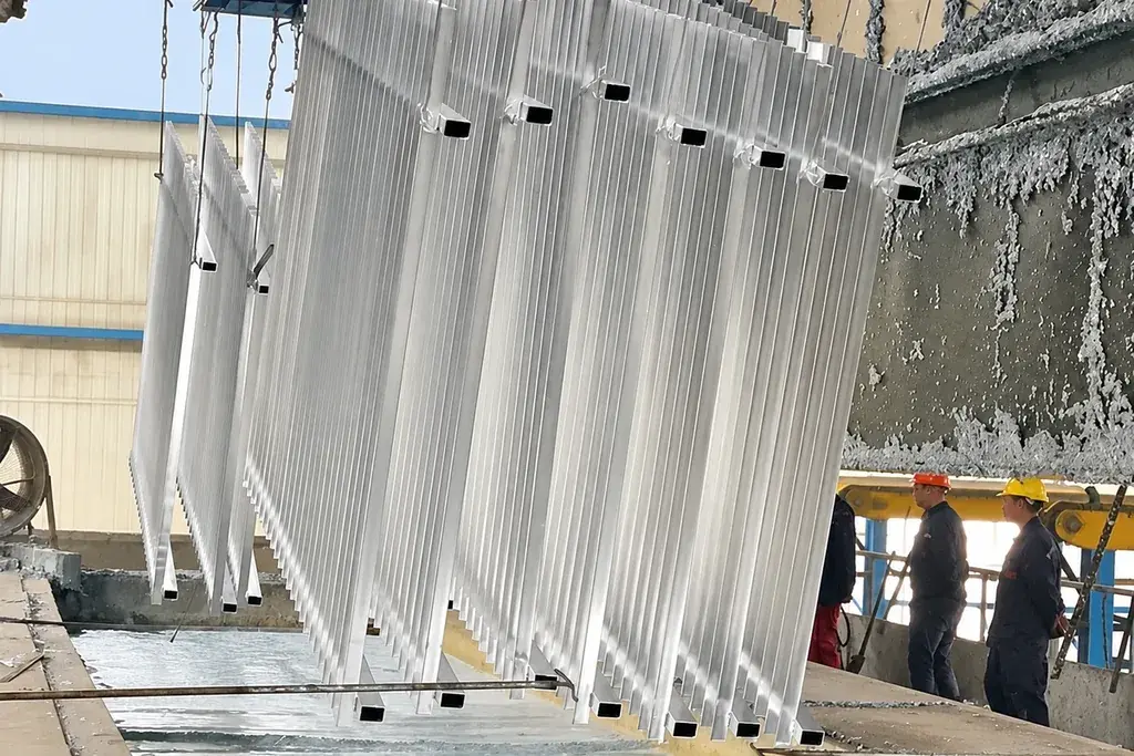 Steel components suspended during hot-dip galvanizing