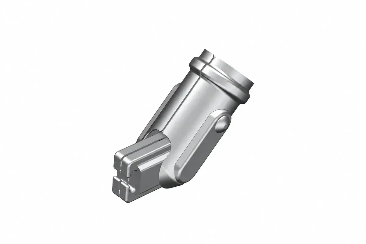 Illustration of an adjustable steel fence post clamp
