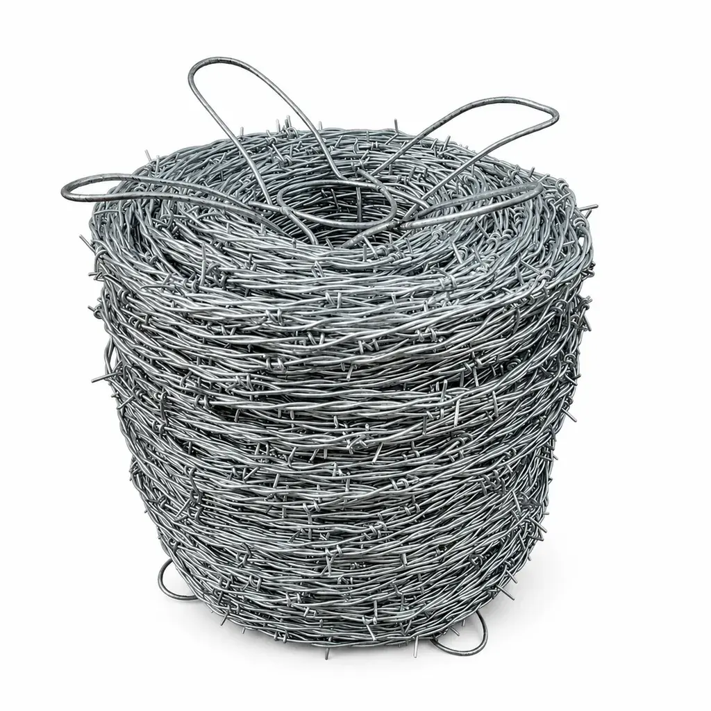 Coil of two-point galvanised barbed wire