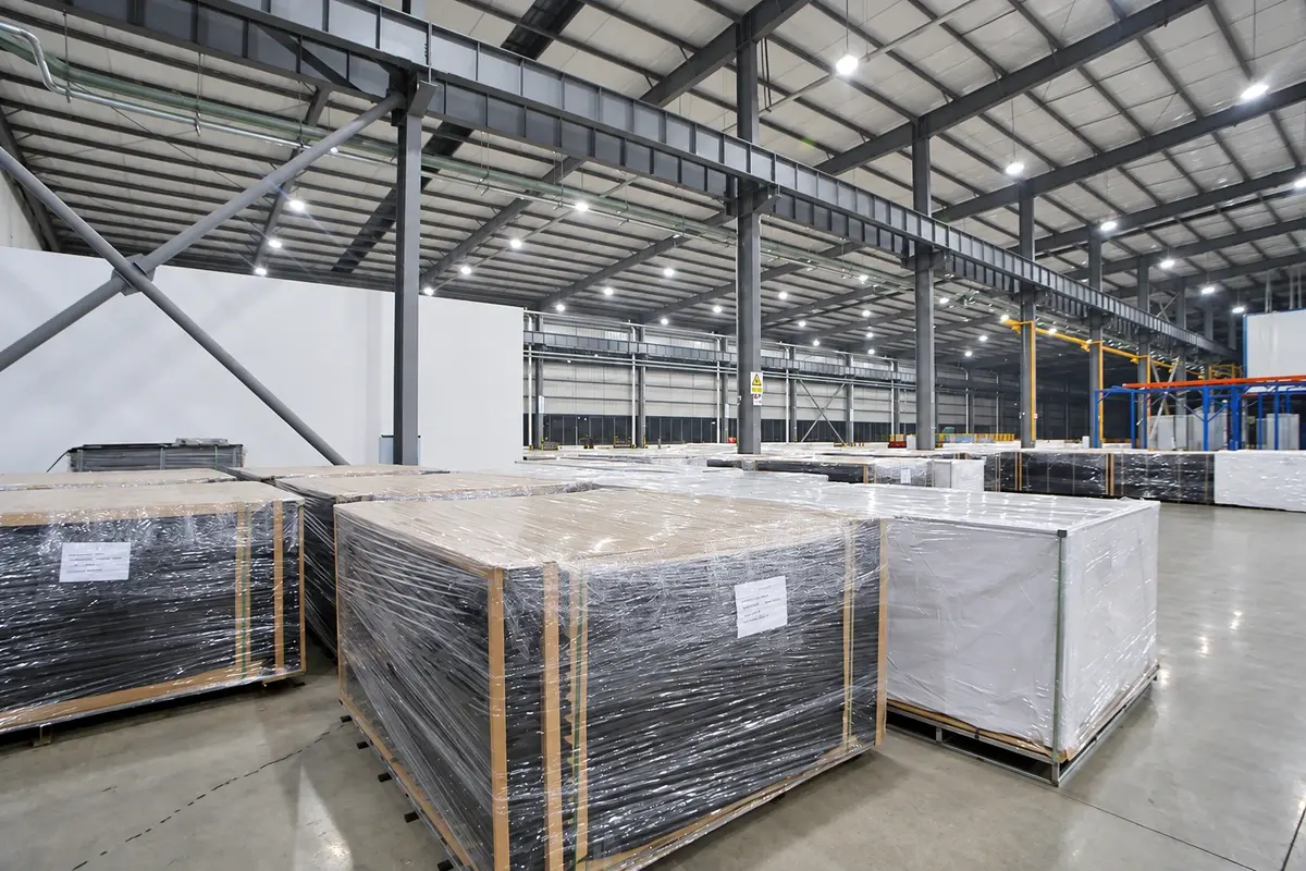 Wrapped gate packages with identification sheets in a warehouse