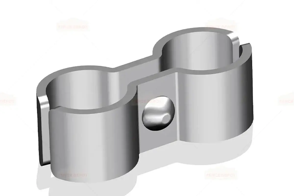 Metal double-pipe clamp with a central fastening bolt