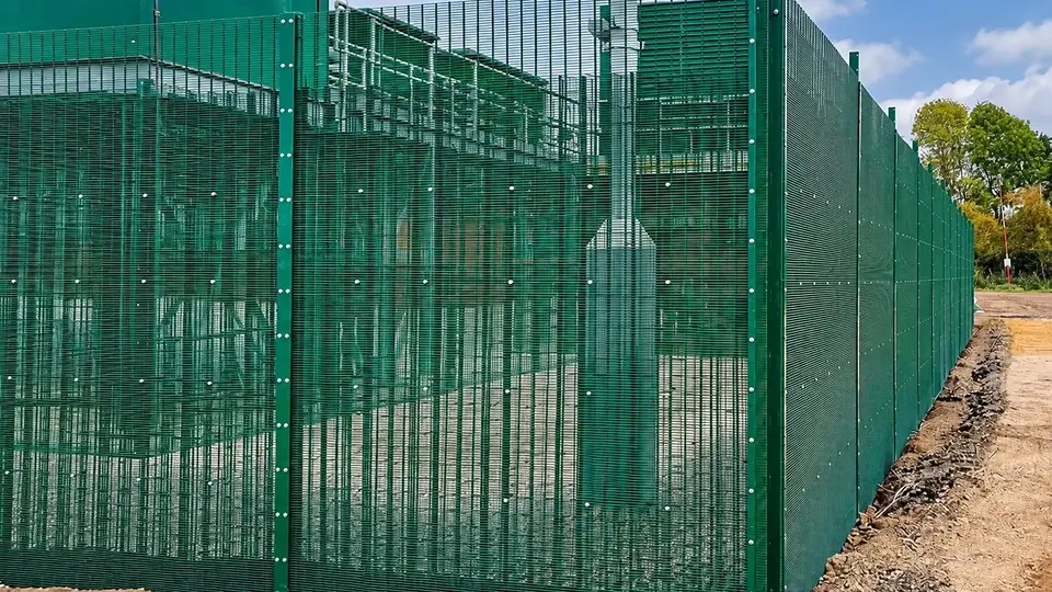 Separate mesh panels forming a corner enclosure