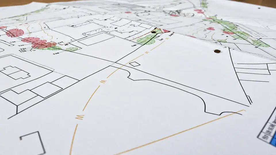Printed site layout and fence planning drawings