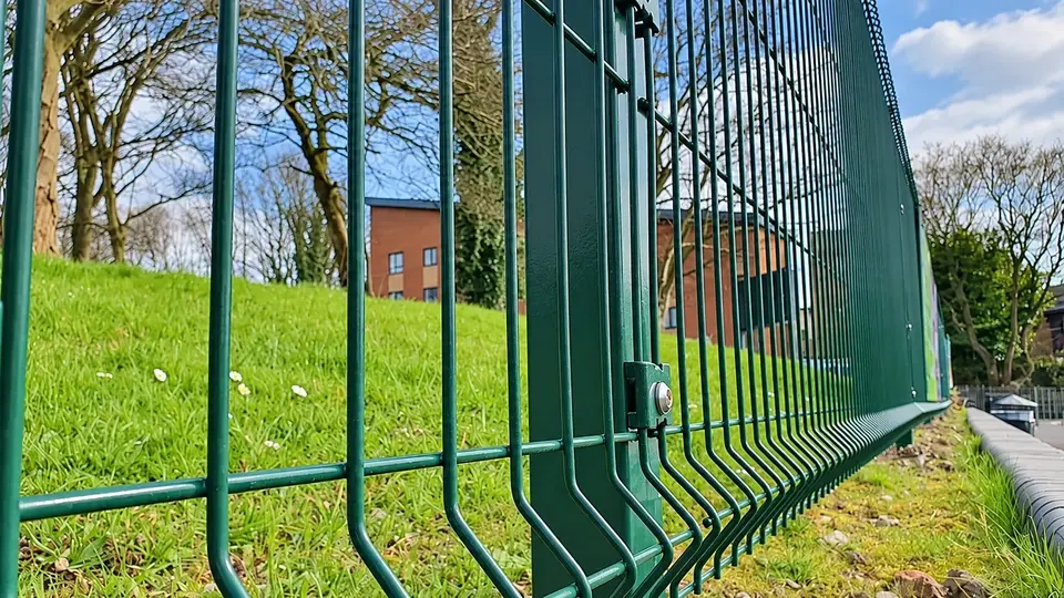Profile bends and vertical wires along a welded mesh panel edge