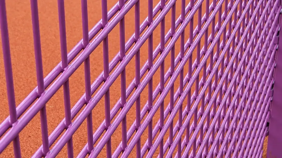 Close detail of rigid welded mesh used beside a sports court