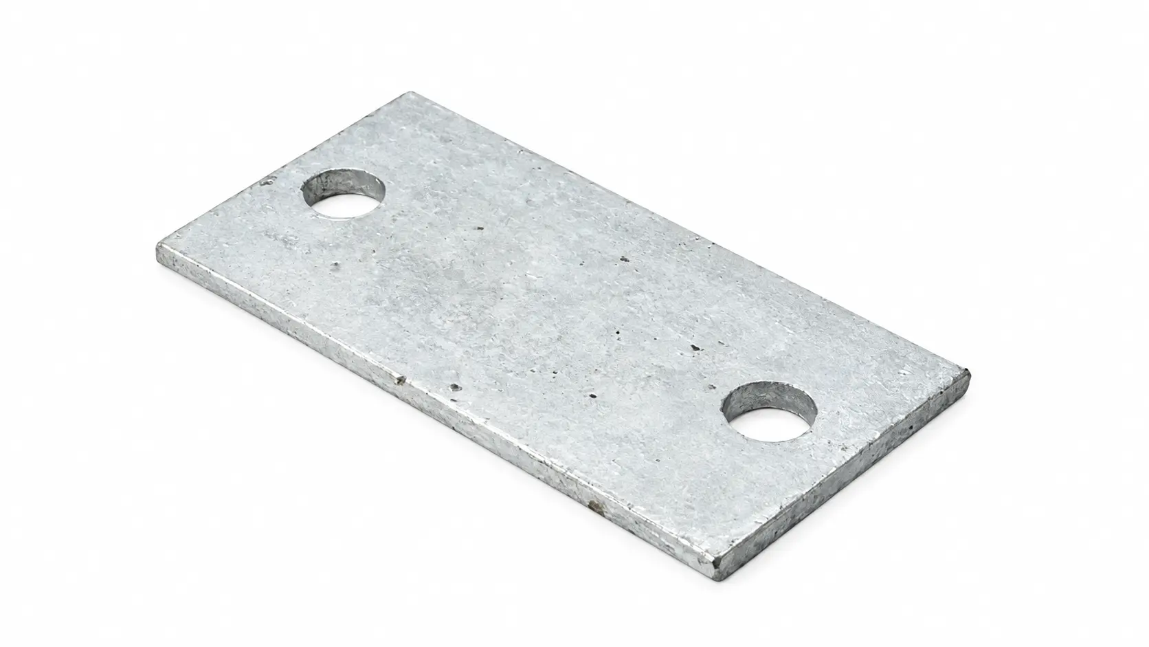 Rectangular galvanized mounting plate with two bolt holes