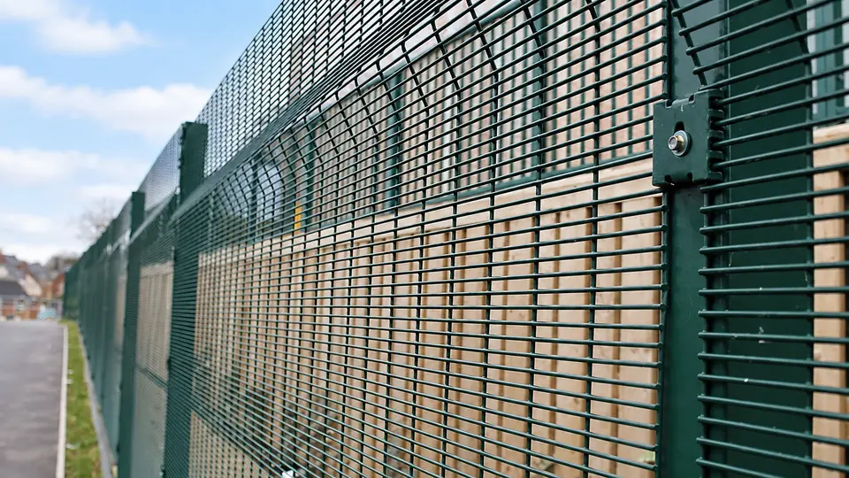 Formed bends and post fixings in green close-spaced mesh