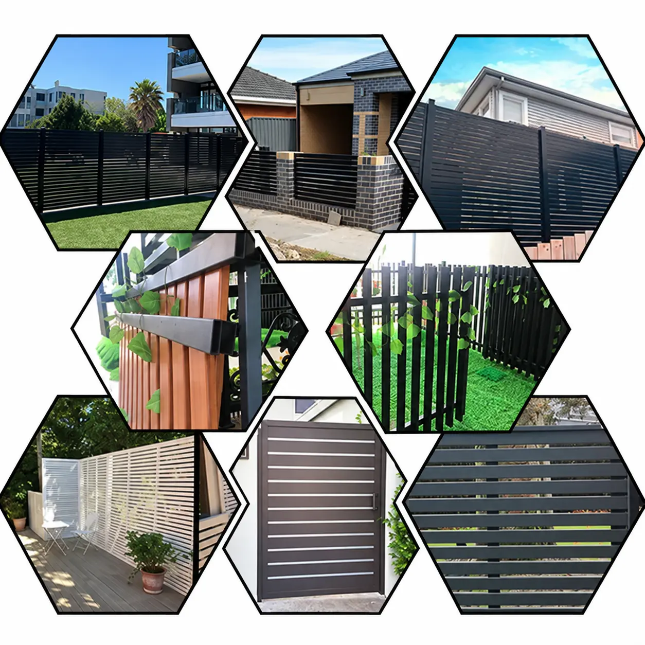 Examples of aluminium slat fencing in boundary and screen applications