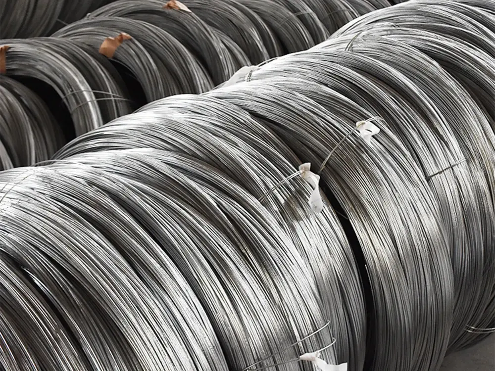 Smooth galvanised wire wound into closely packed coils
