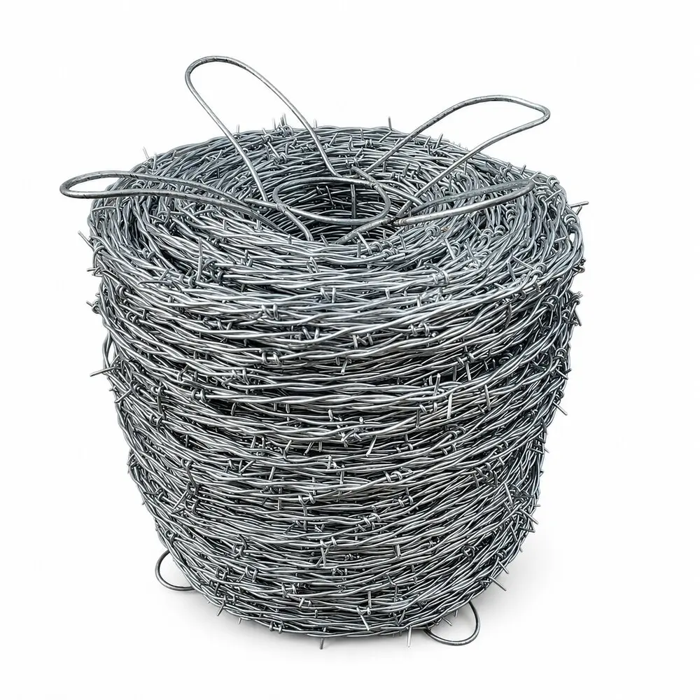 Coil of two-point galvanised barbed wire