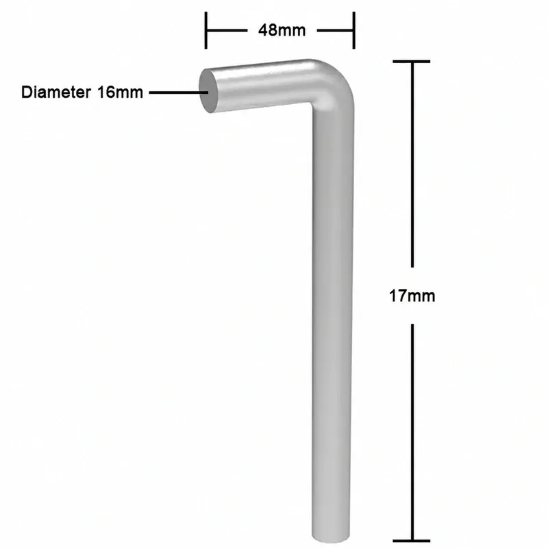 Dimensioned drawing of a bent cattle panel connecting pin
