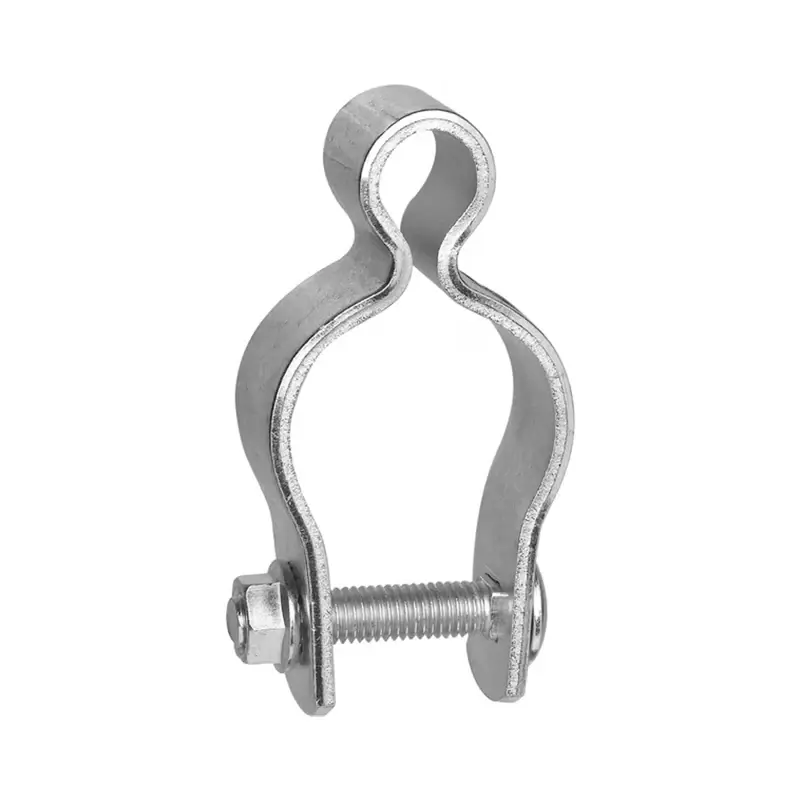 Galvanised clamp-on hinge fitting for a farm gate frame