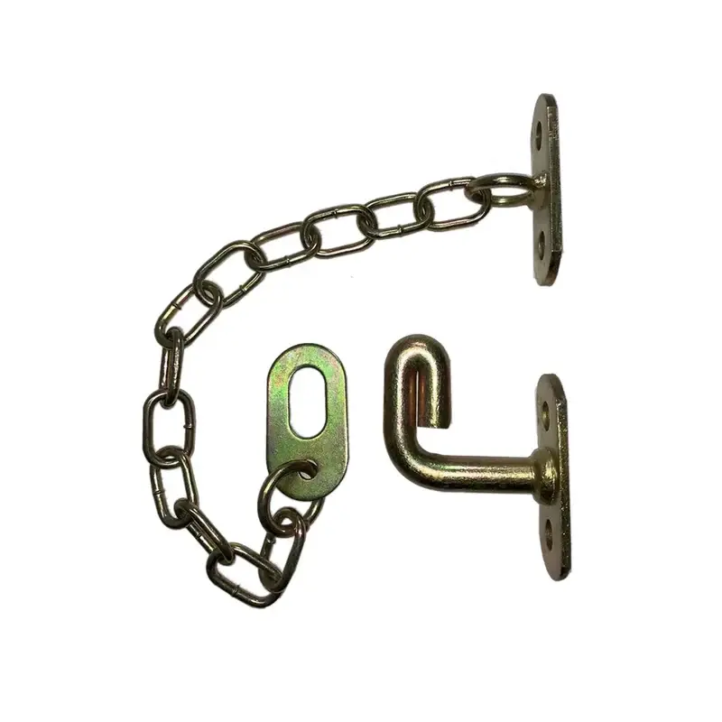 Farm gate ring and chain latch with hook and mounting plates
