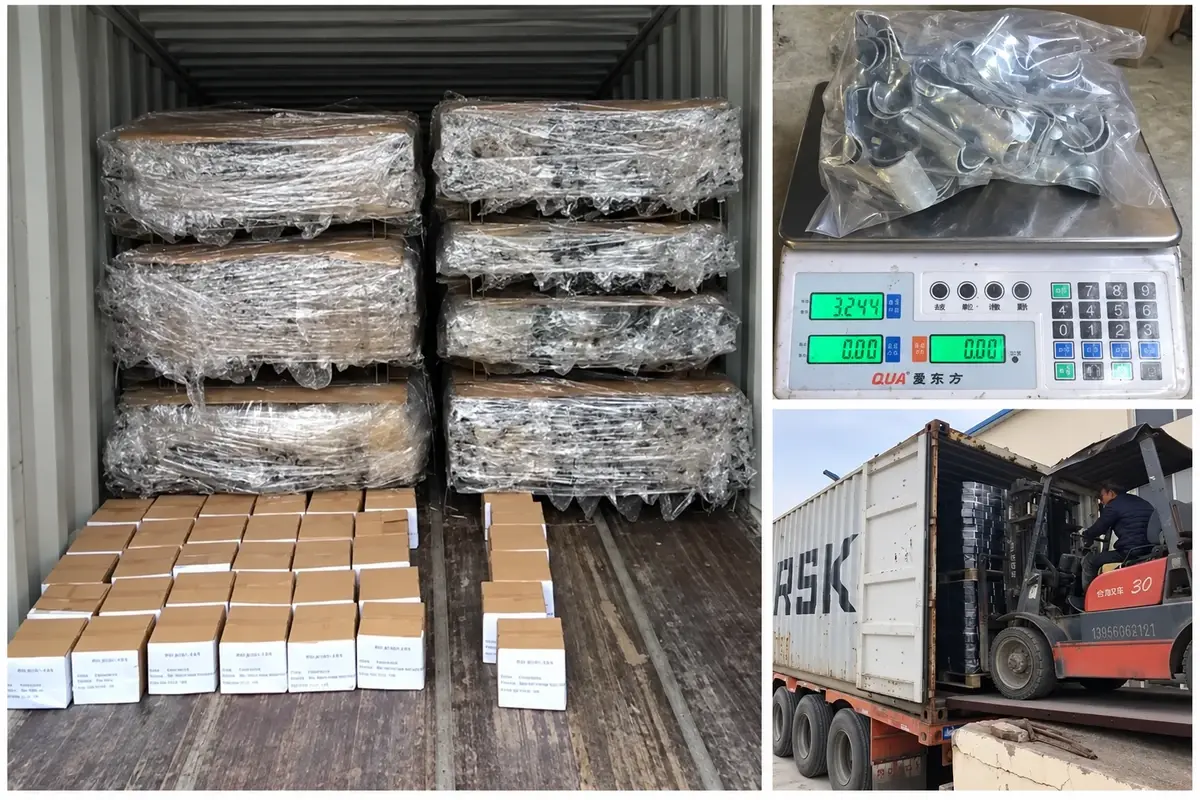 Farm gate hardware packed and weighed in separate sets