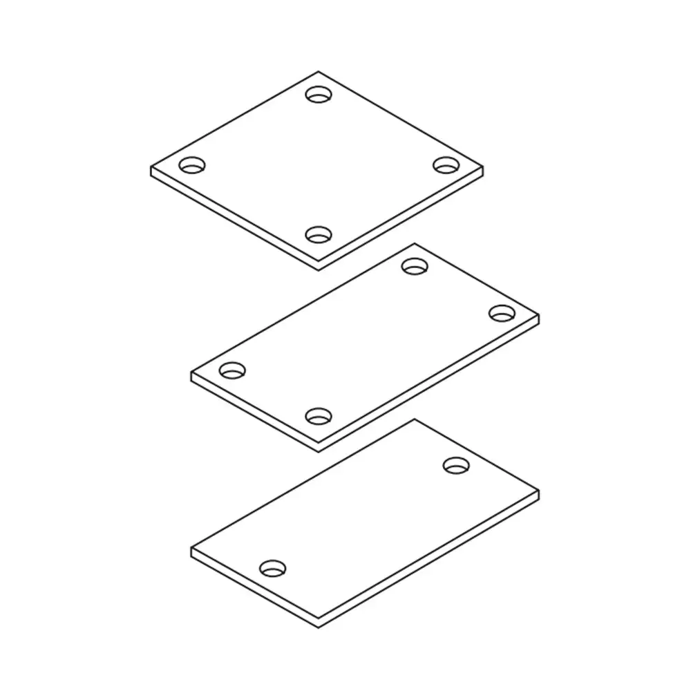 Diagram showing three fence post base plate hole patterns