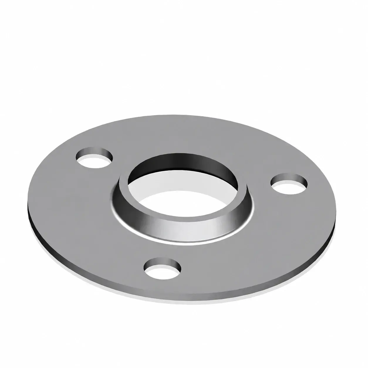 Rendering of a round three-hole flange for a round fence post
