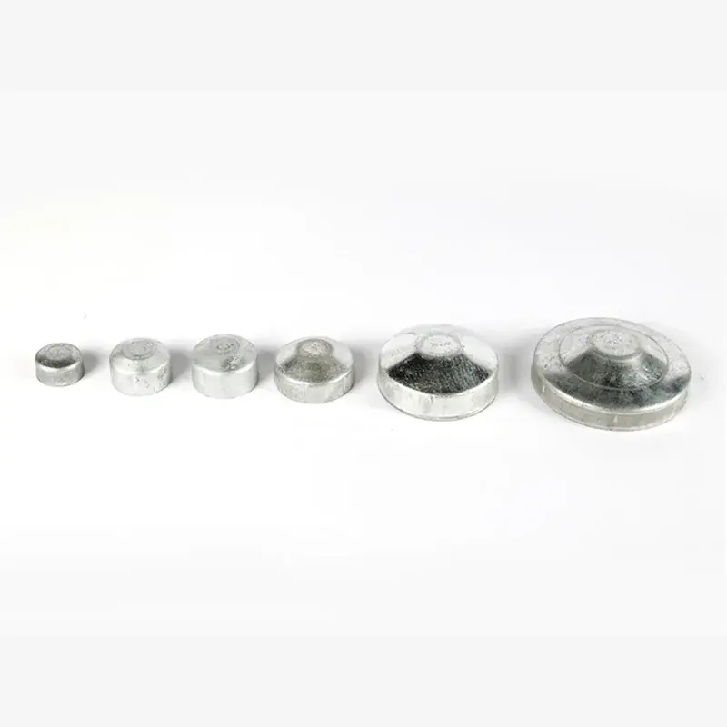 Group of silver round metal post caps