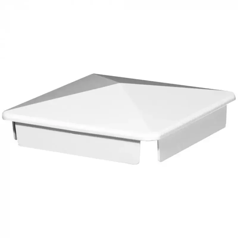 White flat external cap for a square post