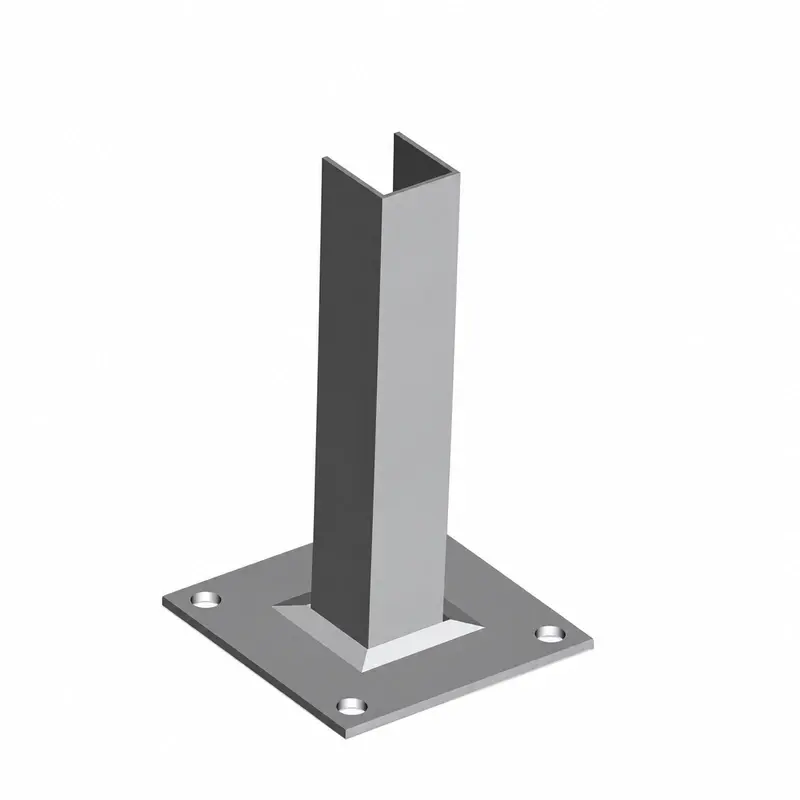 Square steel post with an internal flange base plate
