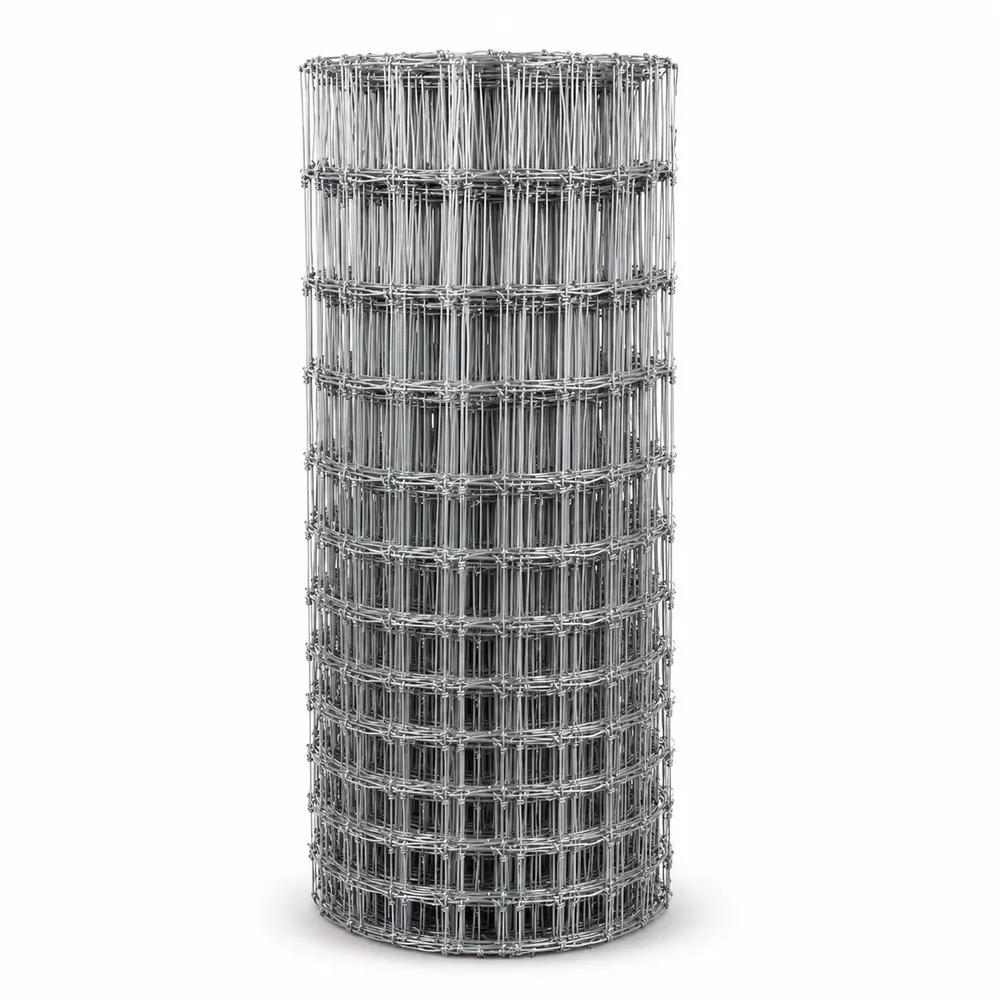 Unlabelled roll of fixed-knot woven wire fence