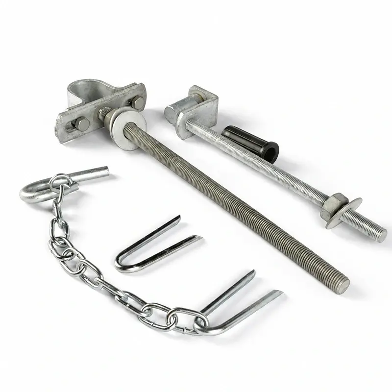 Hinge pins and chain supplied as farm gate hardware components