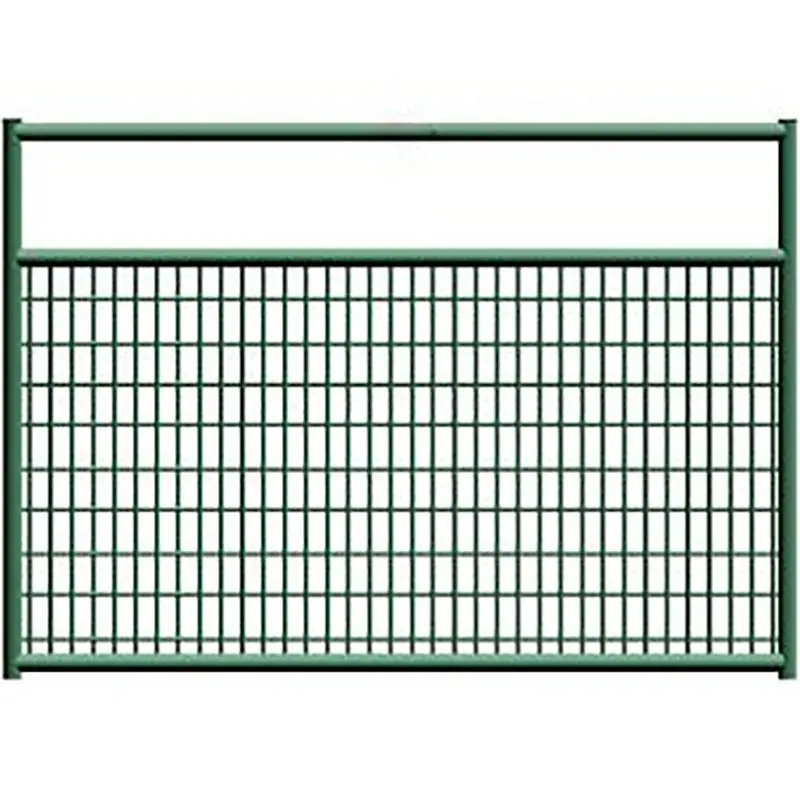 Product image of a green framed farm gate with close mesh infill