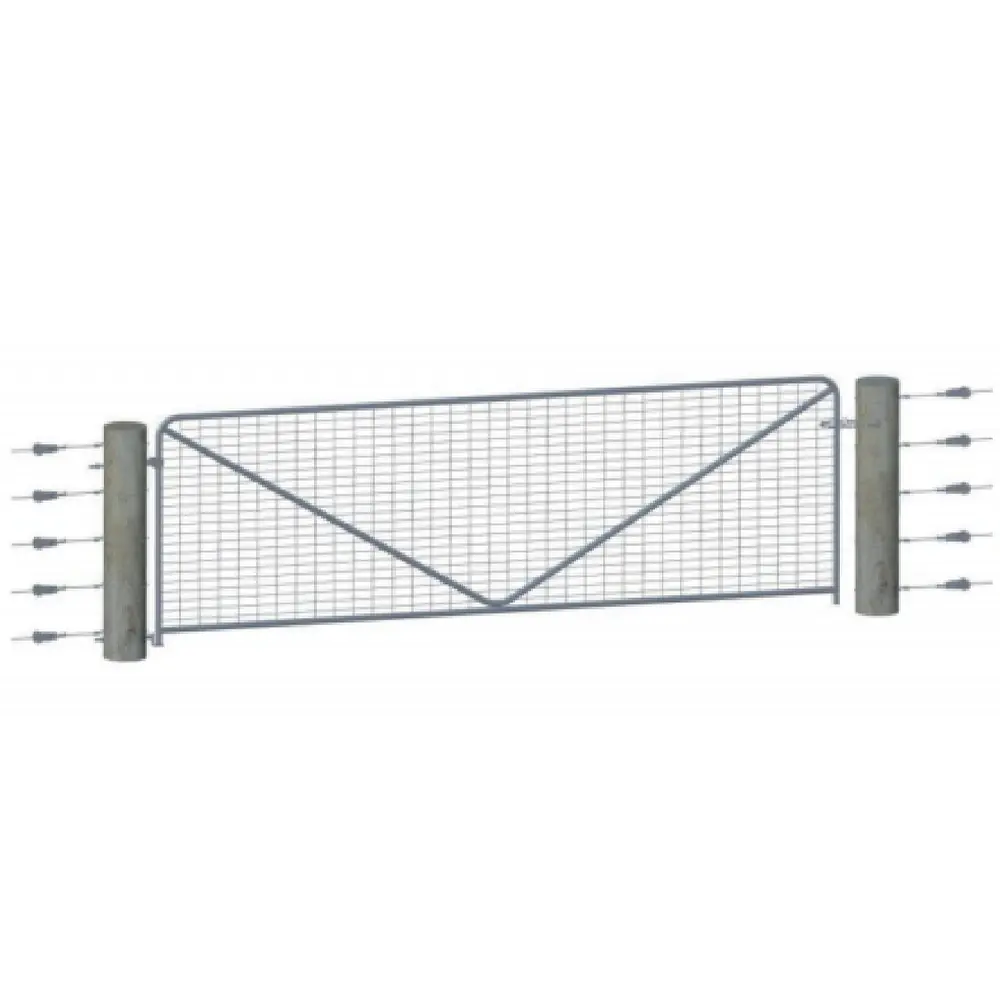 Illustration of a mesh farm gate between two support posts