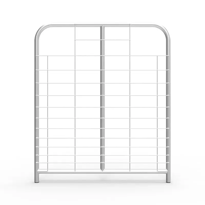 Product rendering of a narrow galvanised mesh farm gate