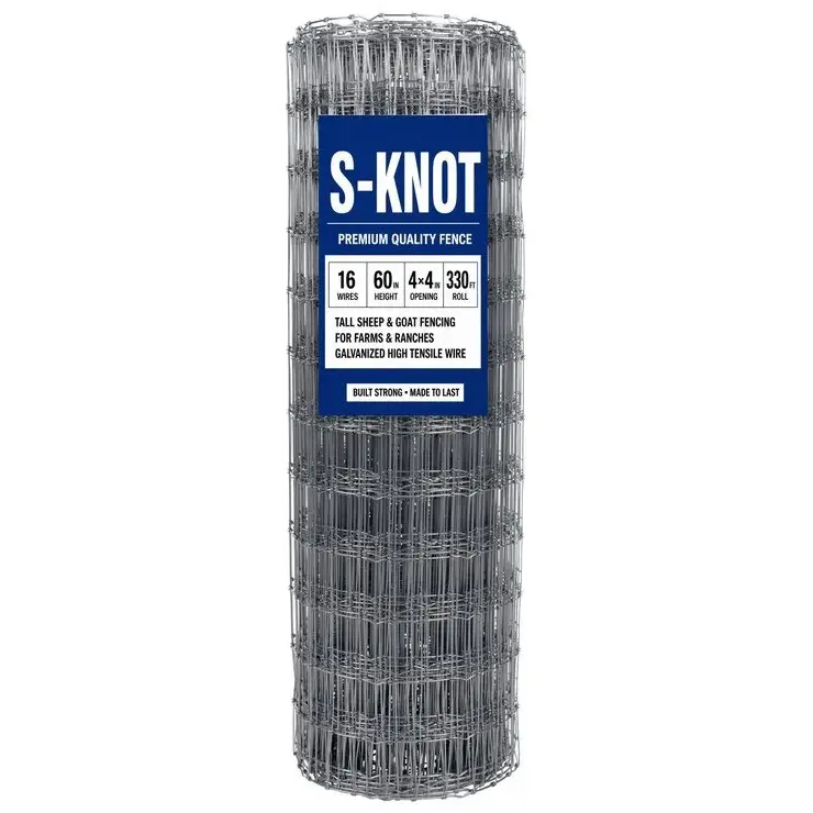 Labelled S-knot roll with an alternative livestock mesh pattern