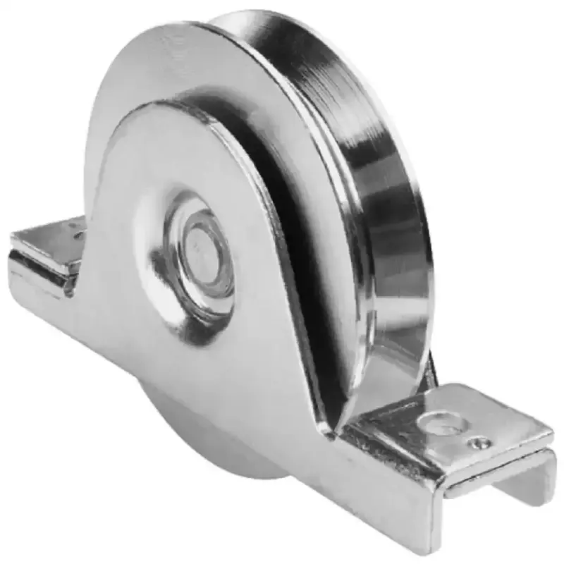 Steel grooved wheel for a tracked sliding gate